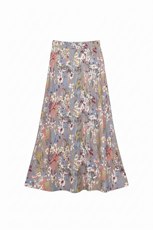 Falda Larga Evasé CORA Estampado Botánico