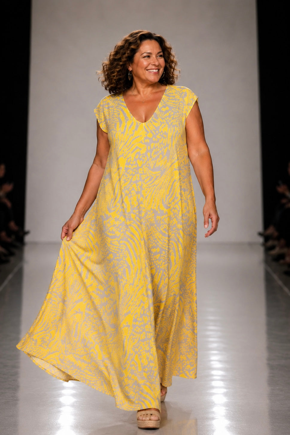 LUSET Long Dress with IKAT Print