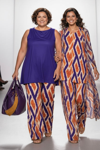 MANOLITA Trousers Geometric Curry Print