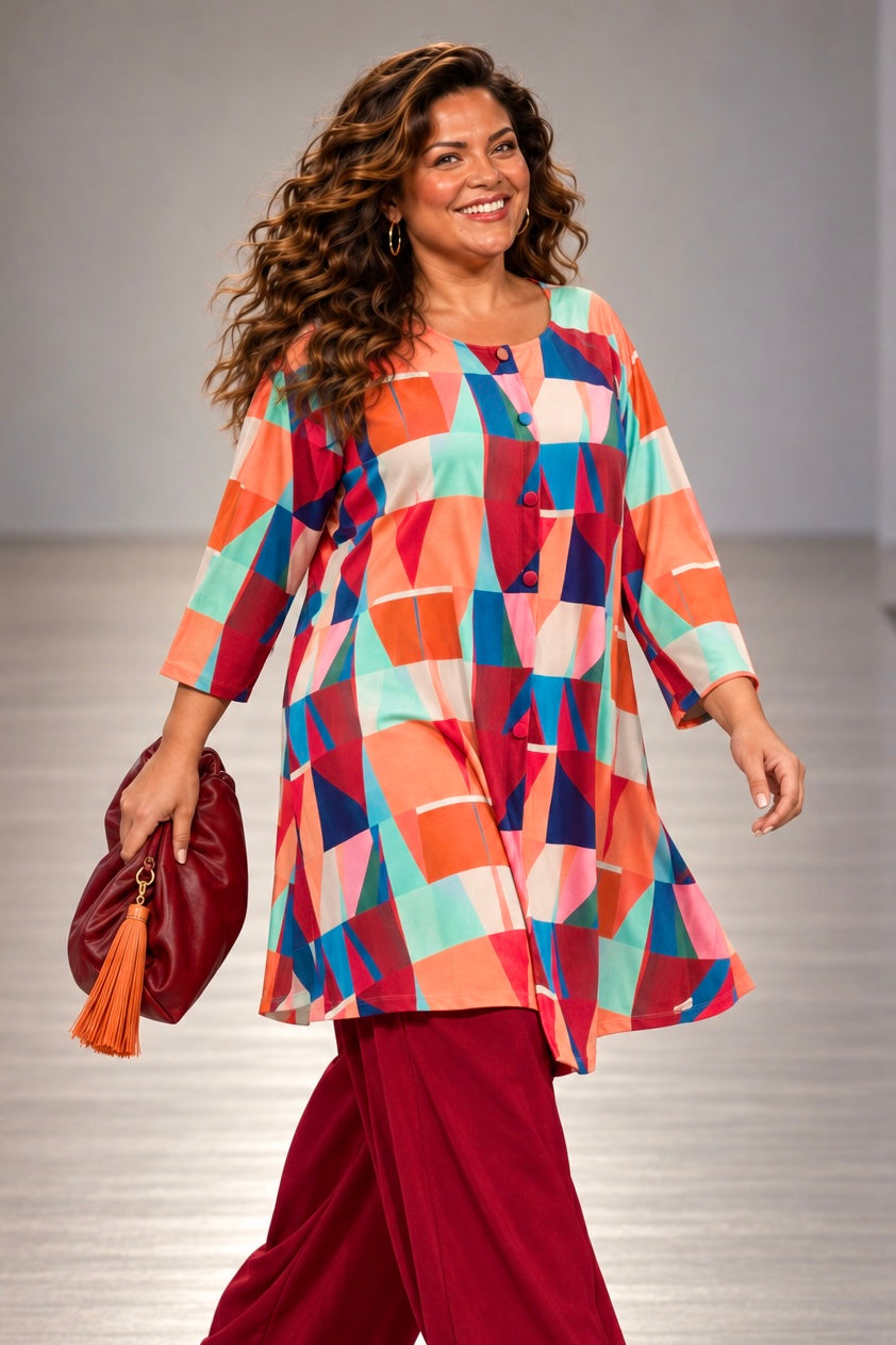 Top Evasé largo KIMMY Estampado Tostados