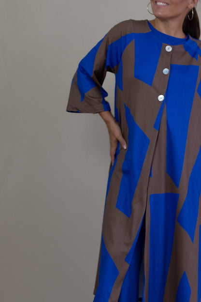 LUSET Long Dress with IKAT Print
