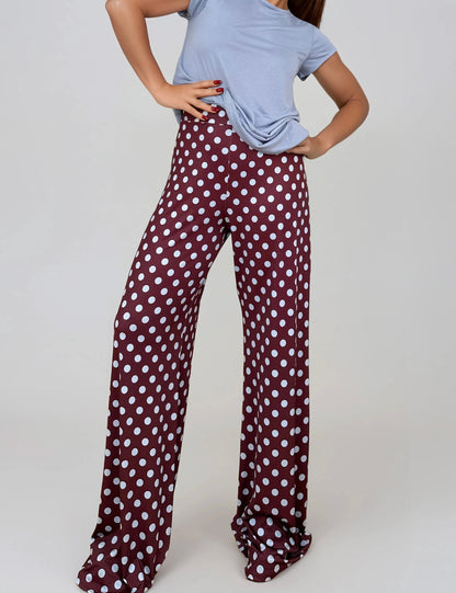 Pantalón MANOLITA Básico Lunar Celeste-Grana