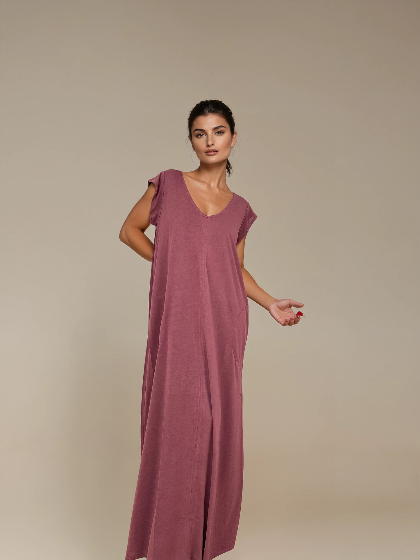 Vestido Largo Manga Mini LUCÍA Grana