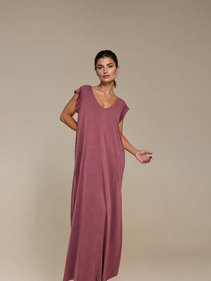 Vestido Largo Manga Mini LUCÍA Grana