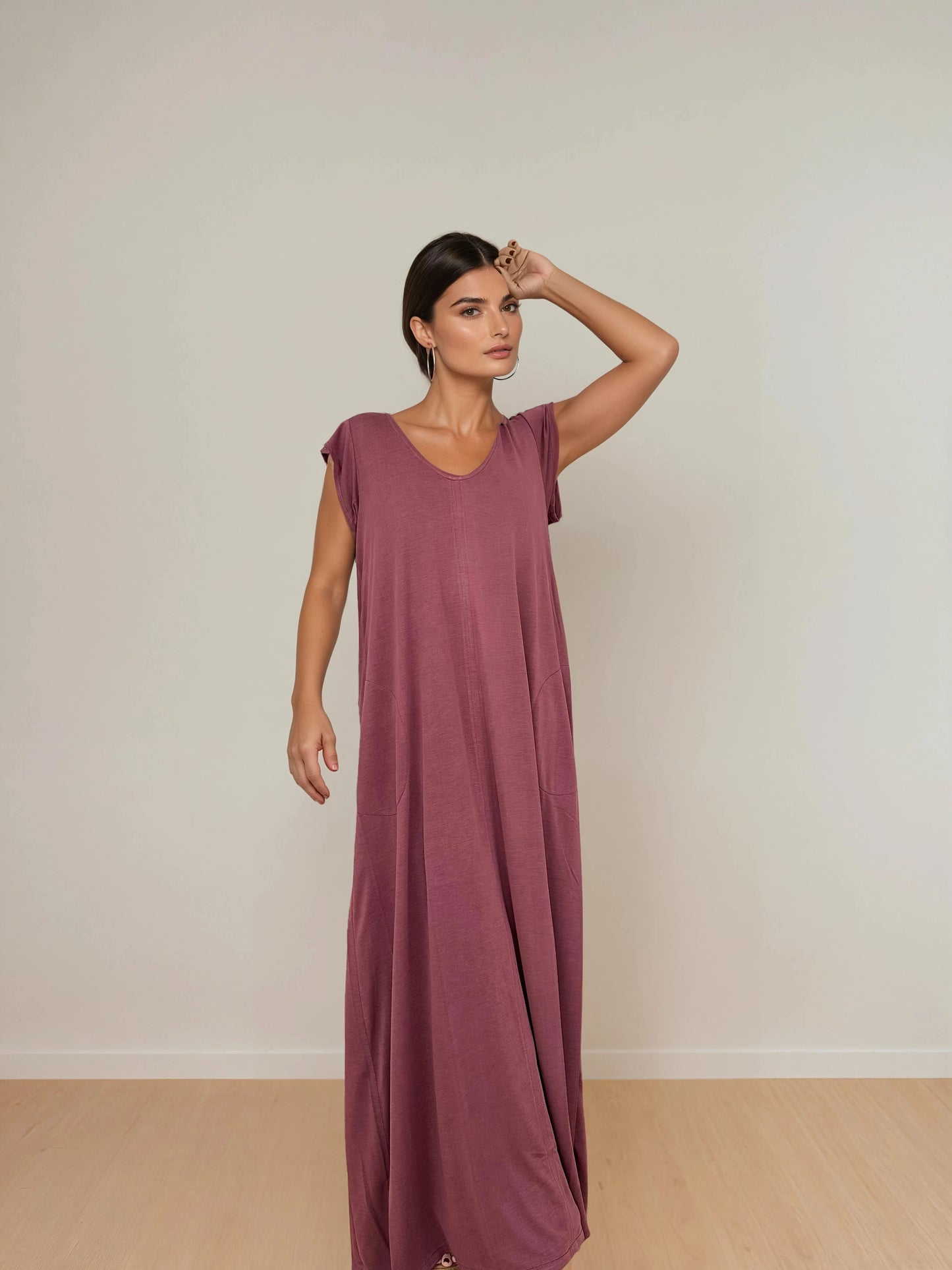 Vestido Largo Manga Mini LUCÍA Grana