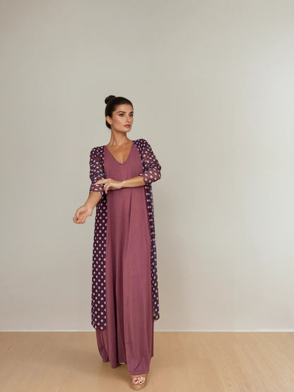 Vestido Largo Manga Mini LUCÍA Grana