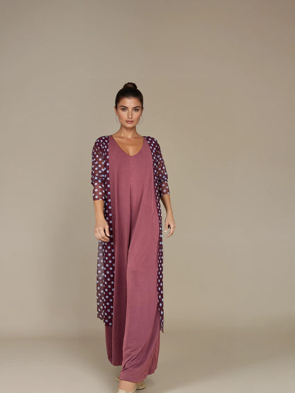 Vestido Largo Manga Mini LUCÍA Grana