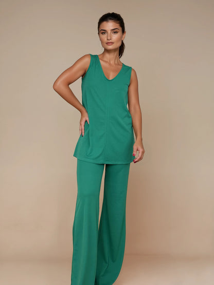 Top Largo Twist NIEVES Sin Mangas Esmeralda