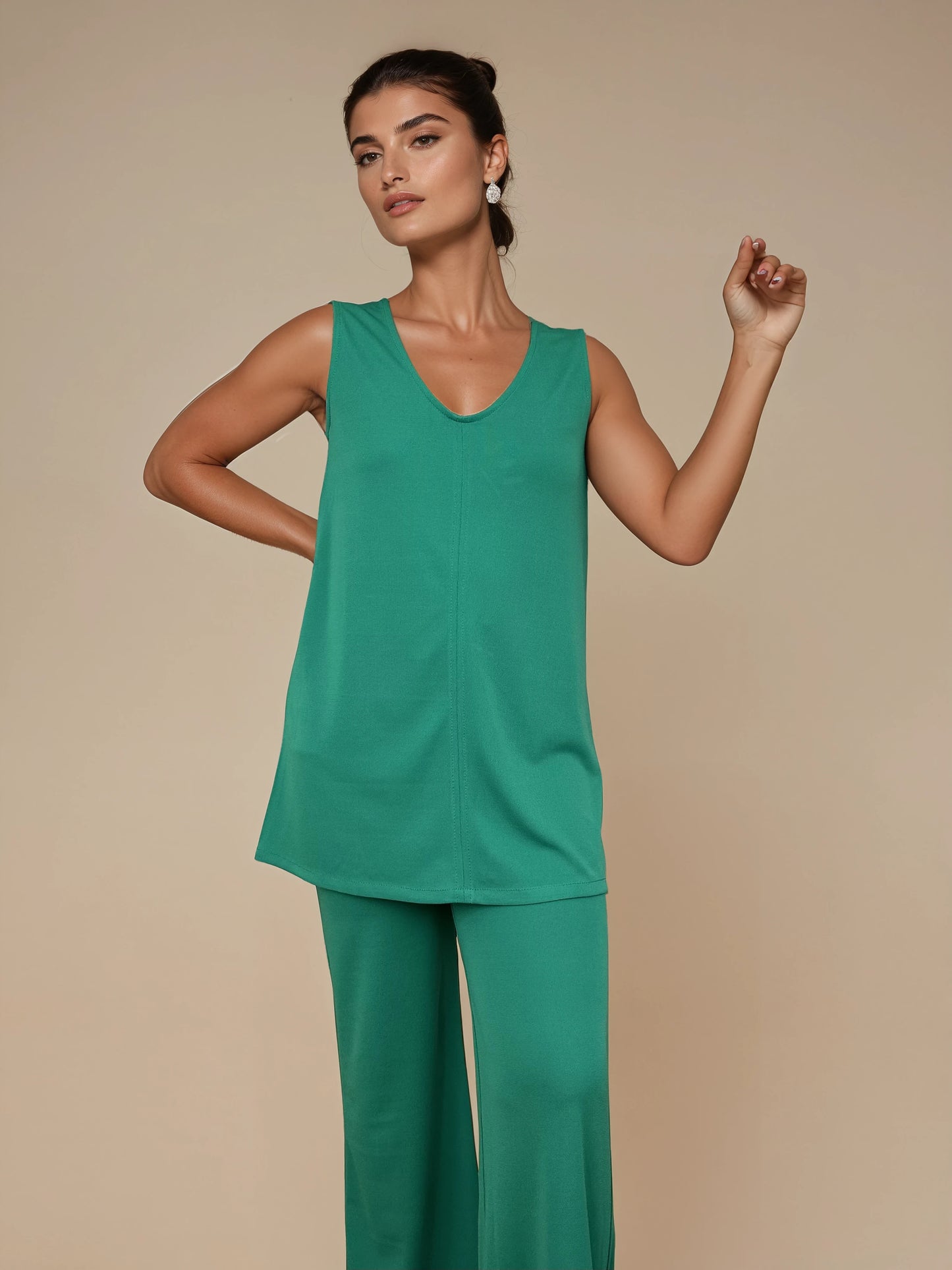 Top Largo Twist NIEVES Sin Mangas Esmeralda