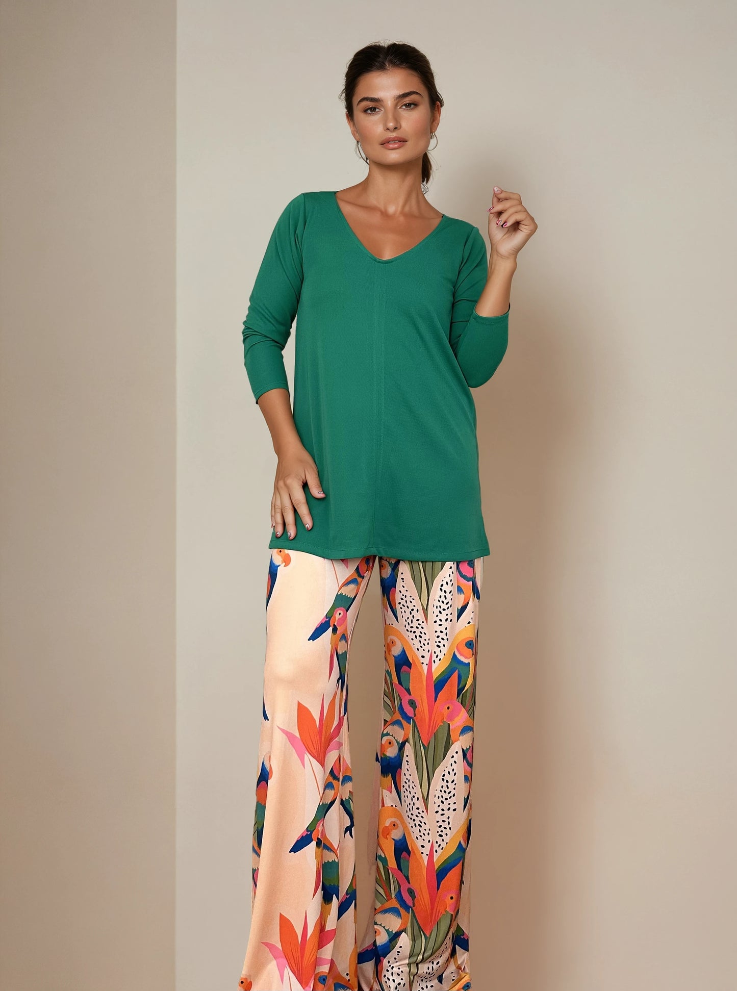 Top Largo Twist NIEVES Con Mangas Esmeralda