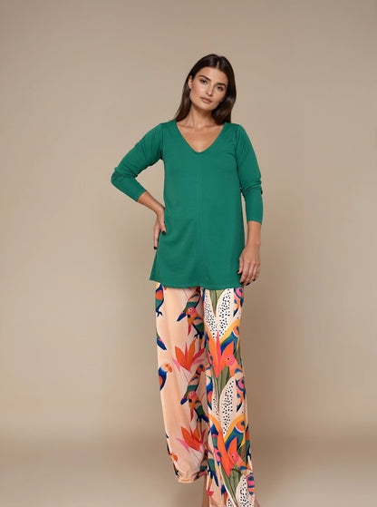 Top Largo Twist NIEVES Con Mangas Esmeralda