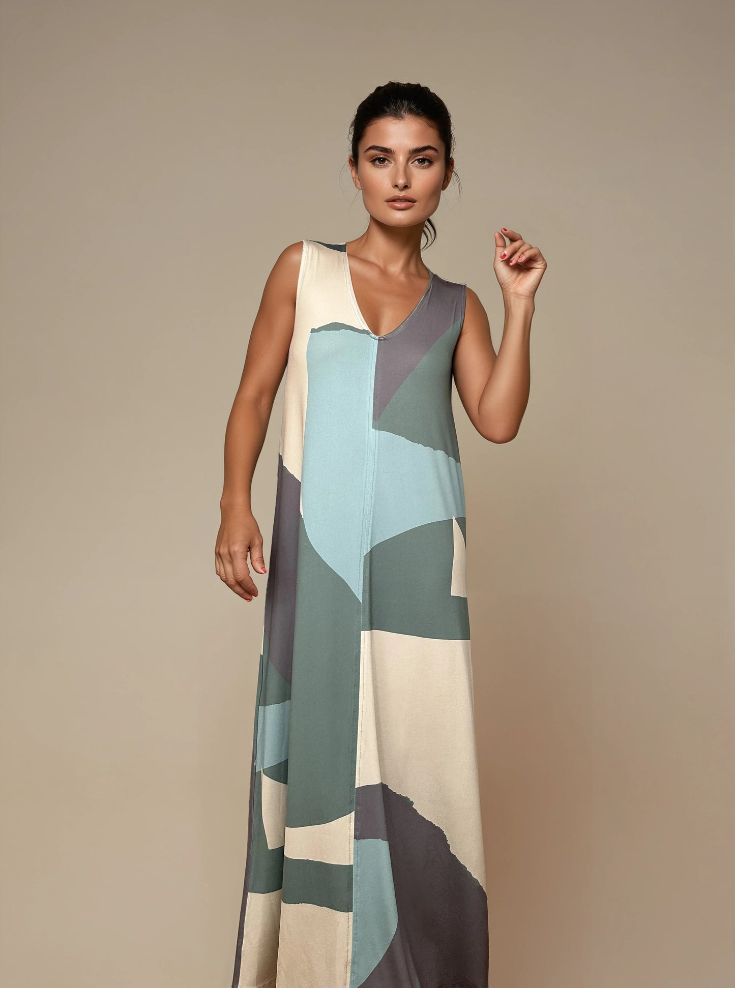 Vestido Largo Sin Mangas LUCÍA Artwork Agua