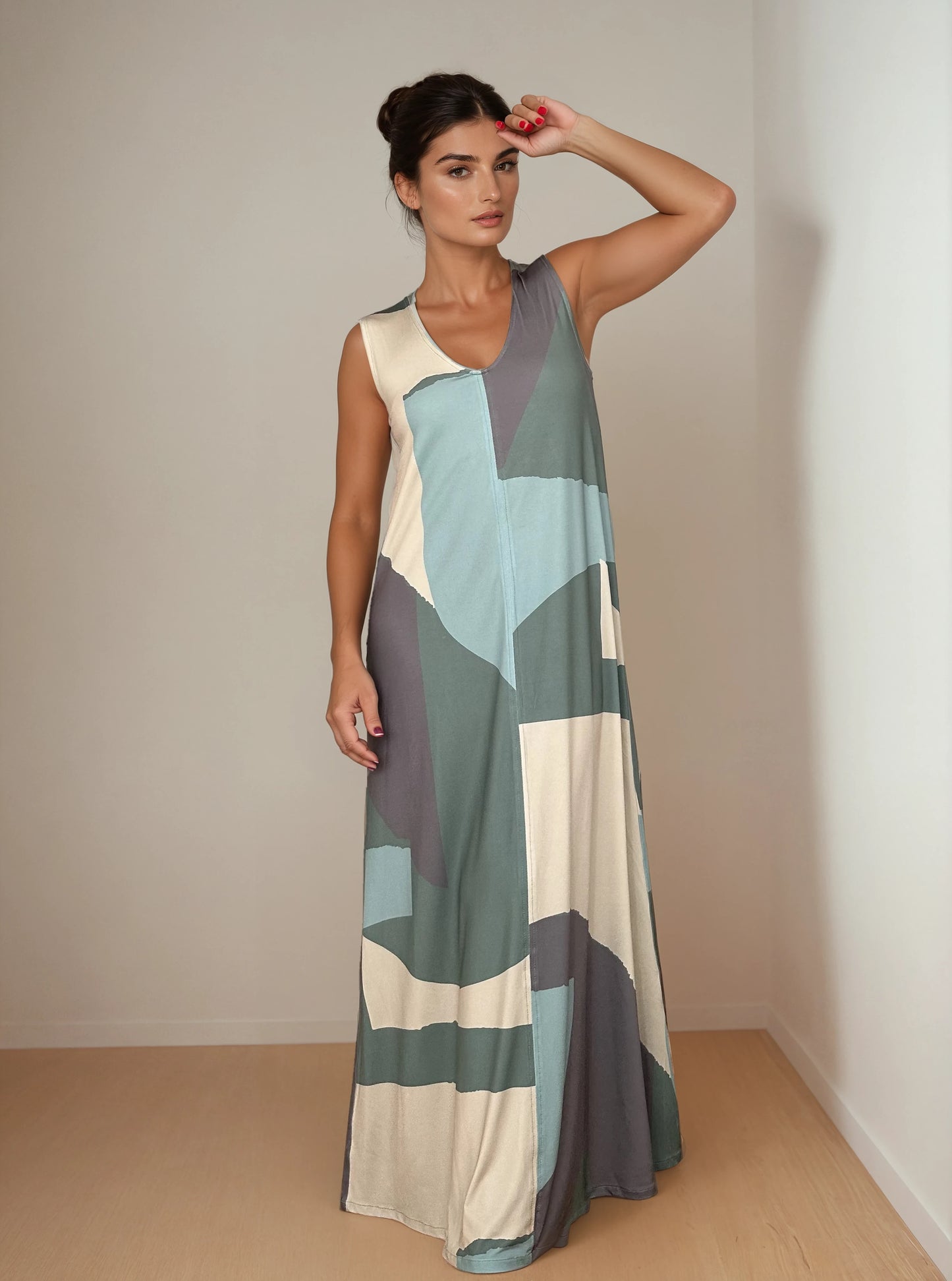 Vestido Largo Sin Mangas LUCÍA Artwork Agua