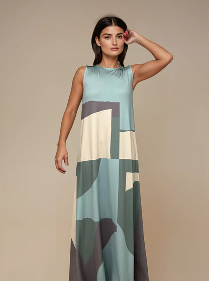 Vestido Largo Sin Mangas LUCÍA Artwork Agua