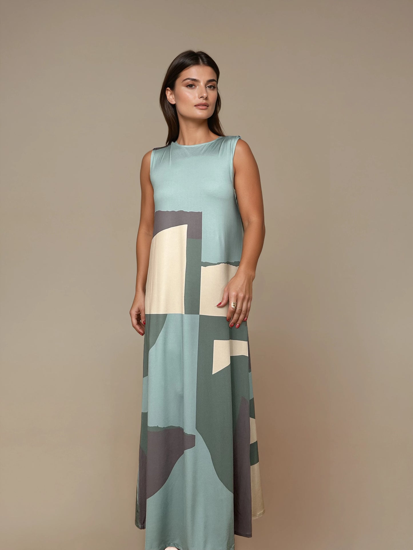 Vestido Largo Sin Mangas LUCÍA Artwork Agua