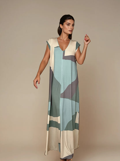 LUSET Long Dress with IKAT Print