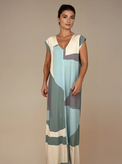 LUSET Long Dress with IKAT Print