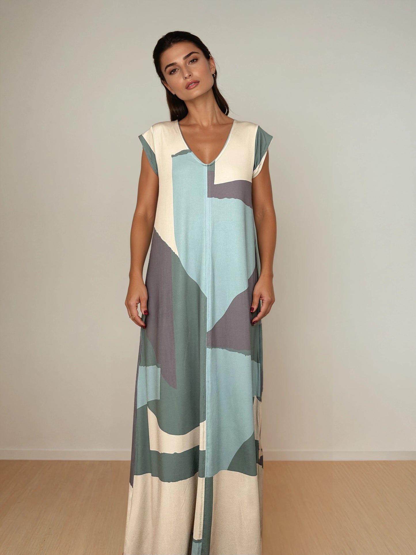 LUSET Long Dress with IKAT Print