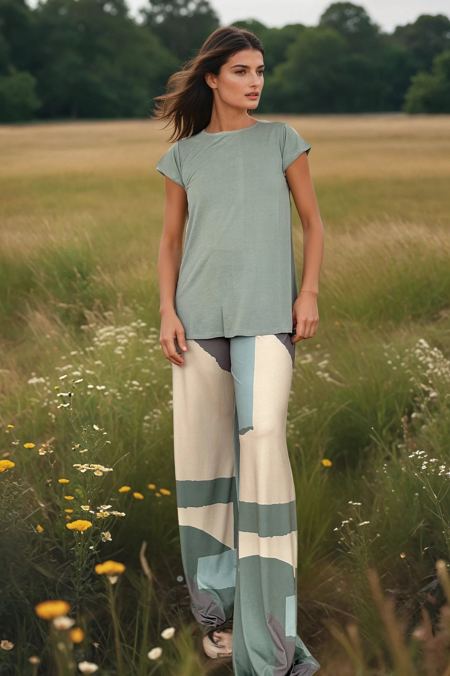 Pantalón MANOLITA Básico Artwork Agua
