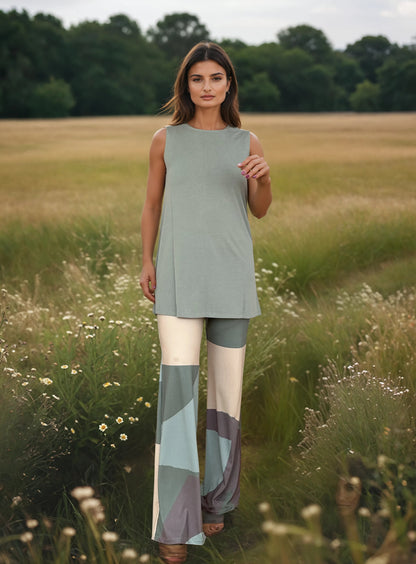 Top Largo Twist NIEVES Sin Mangas Modal Verde Agua