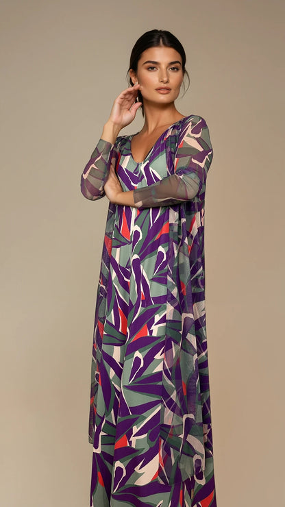 LUSET Long Dress with IKAT Print