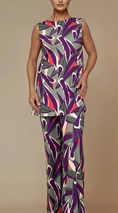 MANOLITA Trousers Geometric Curry Print