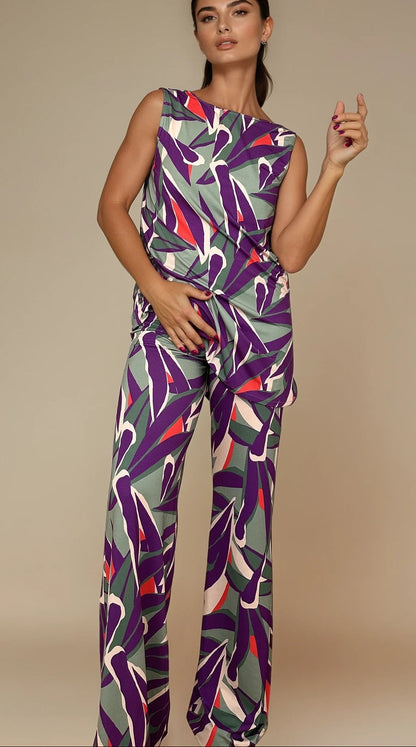 MANOLITA Trousers Geometric Curry Print