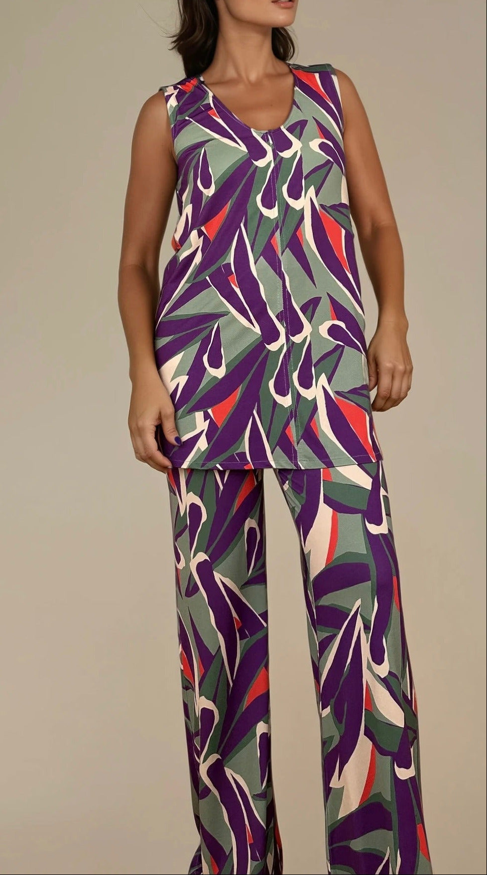 MANOLITA Trousers Geometric Curry Print