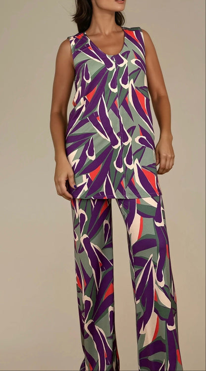 MANOLITA Trousers Geometric Curry Print