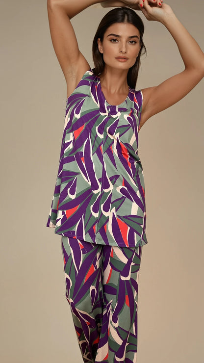 MANOLITA Trousers Geometric Curry Print