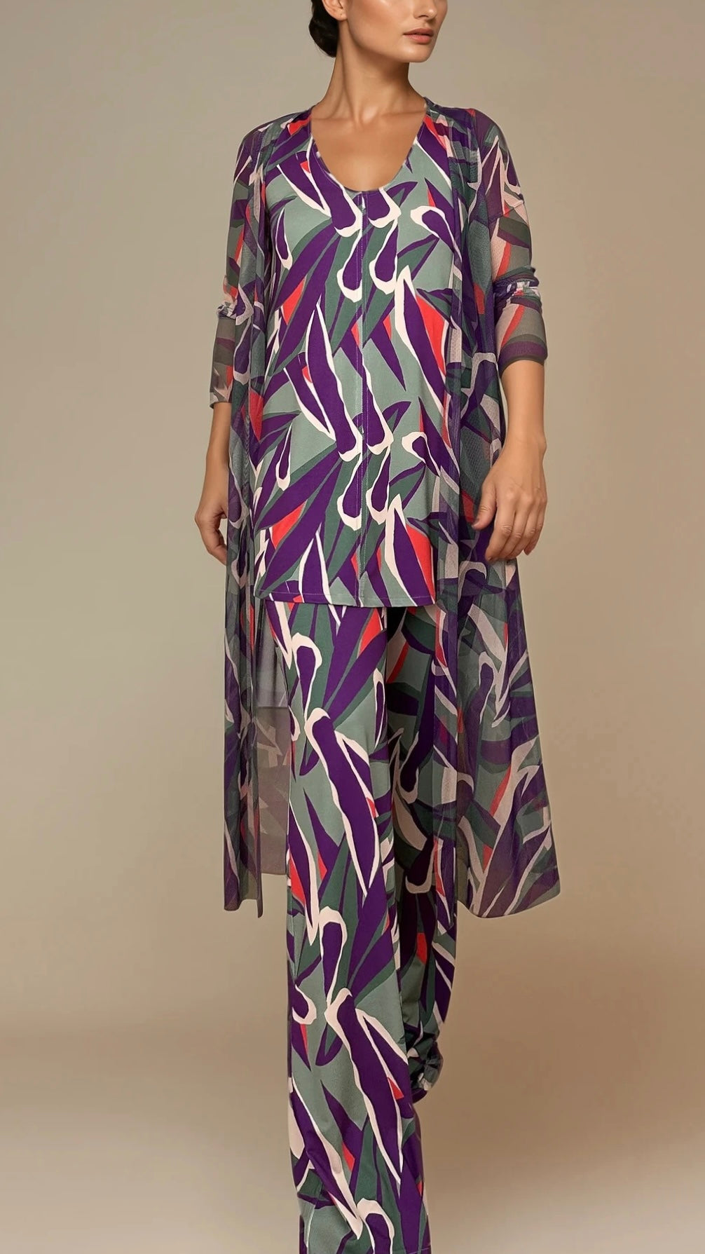 MANOLITA Trousers Geometric Curry Print