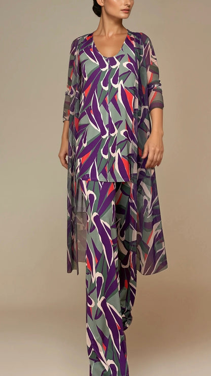 MANOLITA Trousers Geometric Curry Print