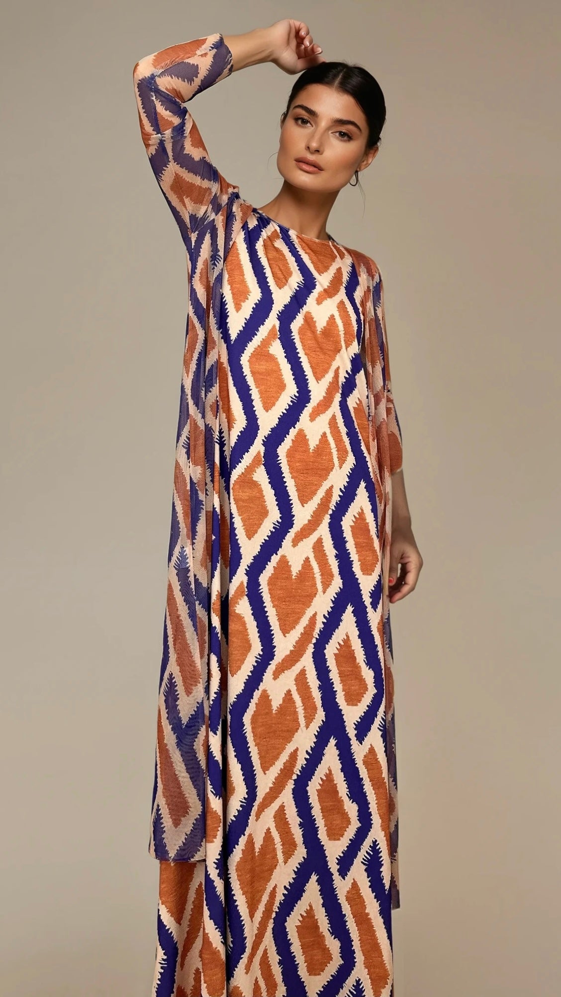LUSET Long Dress with IKAT Print