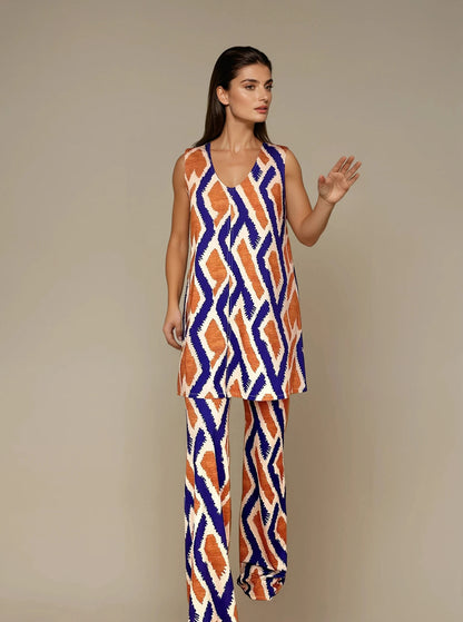MANOLITA Trousers Geometric Curry Print