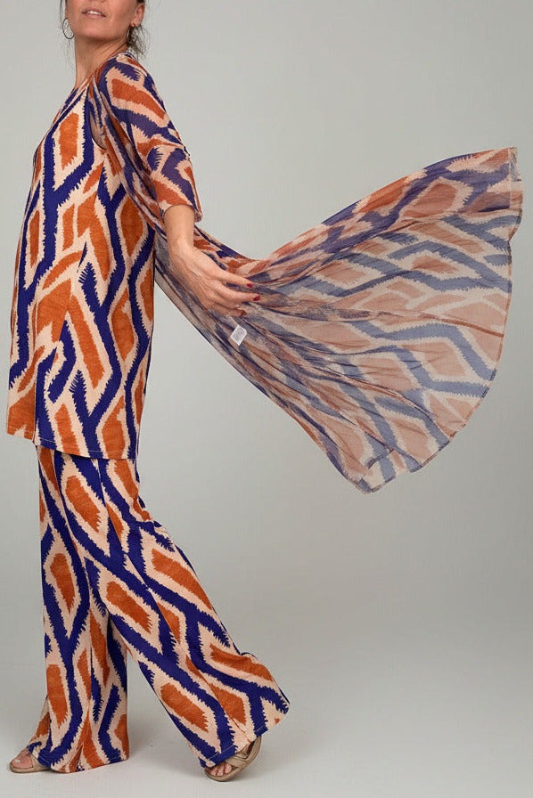 LUSET Long Dress with IKAT Print