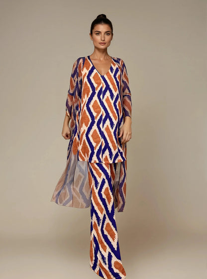 MANOLITA Trousers Geometric Curry Print