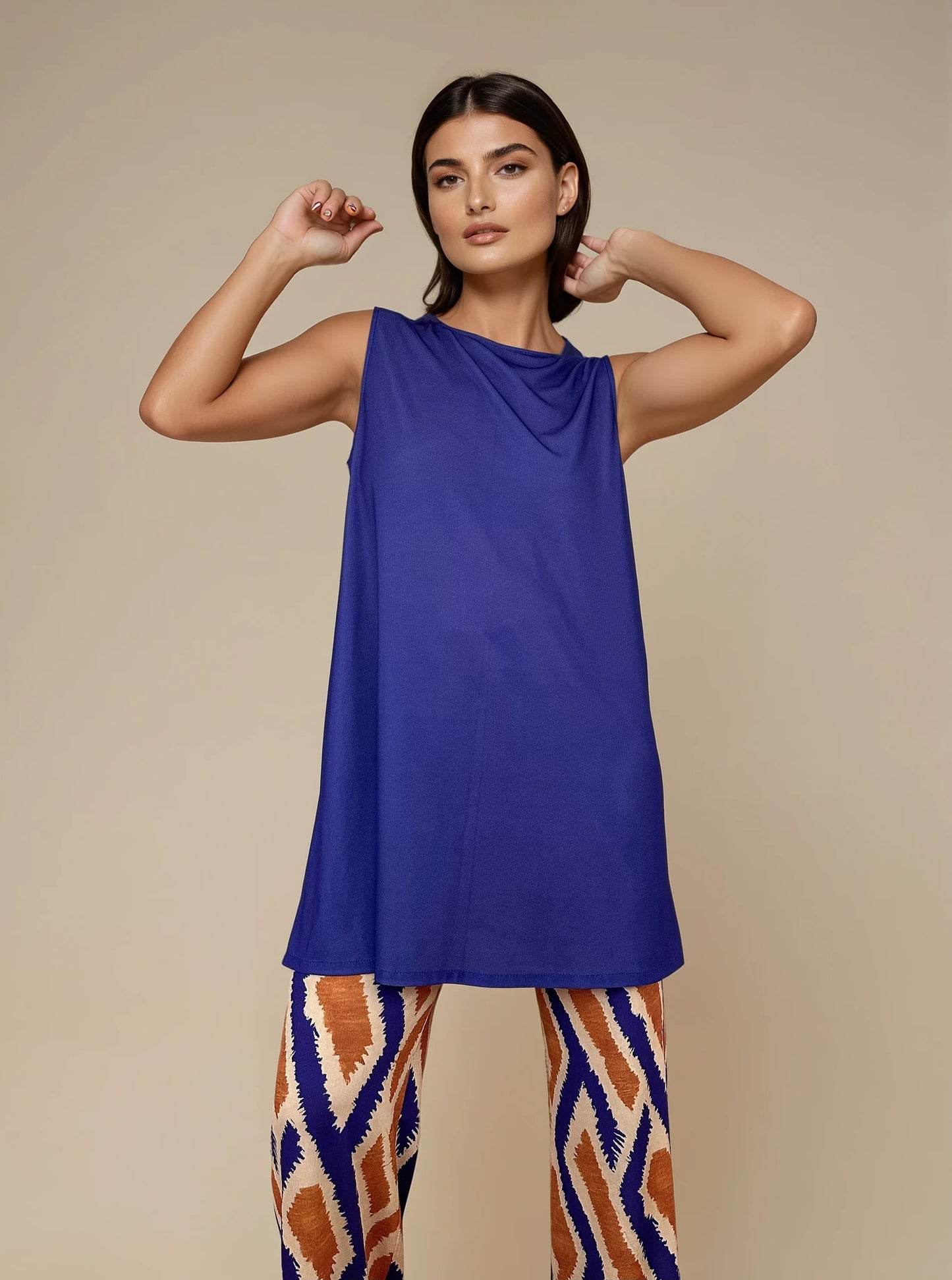 MANOLITA Trousers Geometric Curry Print