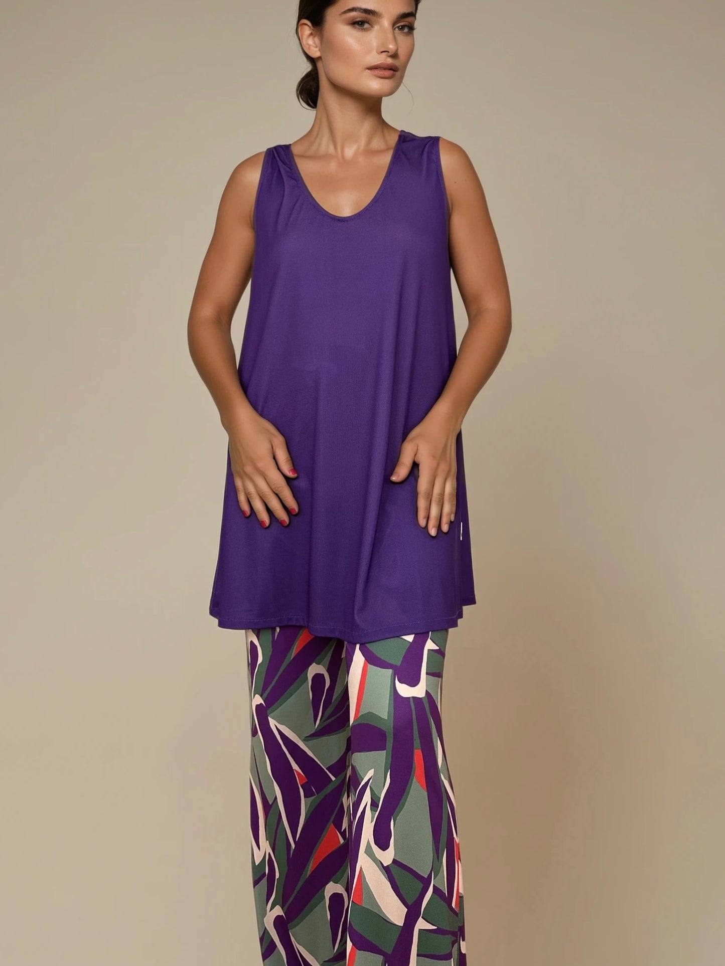 MANOLITA Trousers Geometric Curry Print