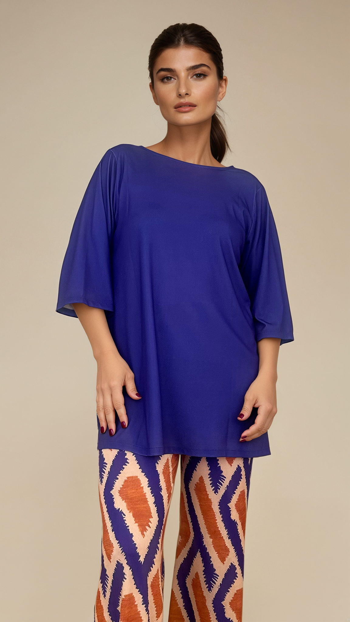 MANOLITA Trousers Geometric Curry Print