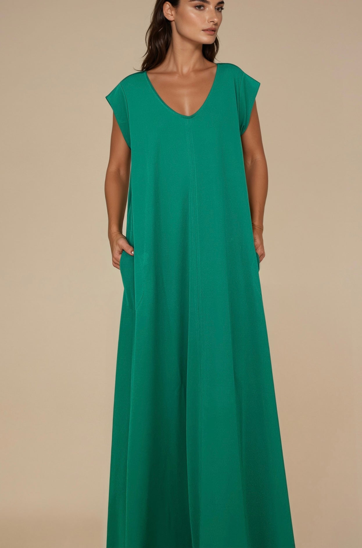 Vestido Largo Manga Mini LUCÍA Esmeralda