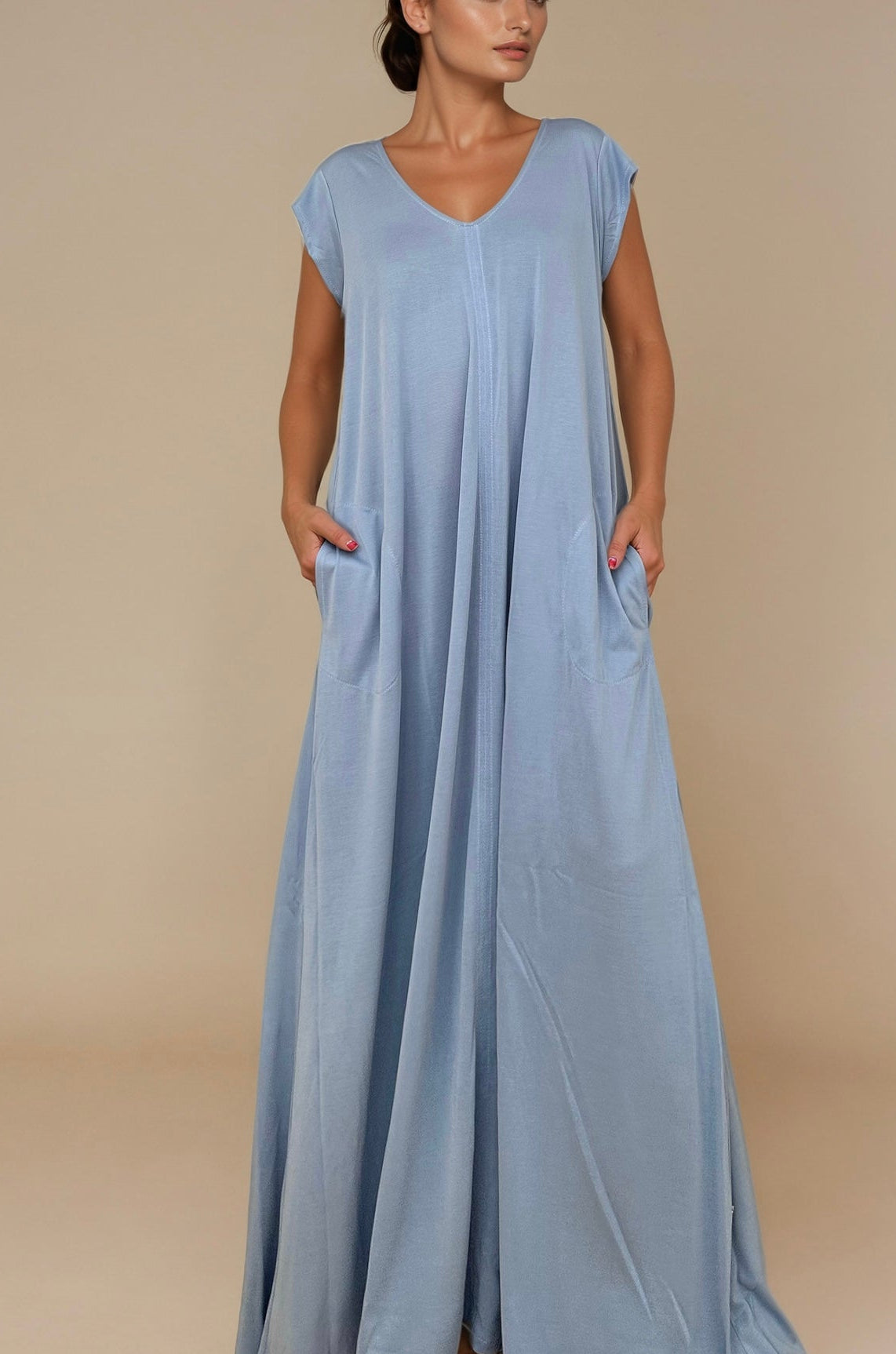 Vestido Largo Manga Mini LUCÍA Celeste