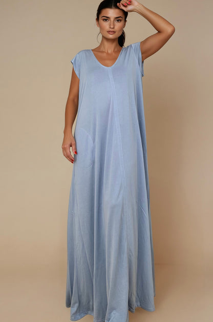 Vestido Largo Manga Mini LUCÍA Celeste