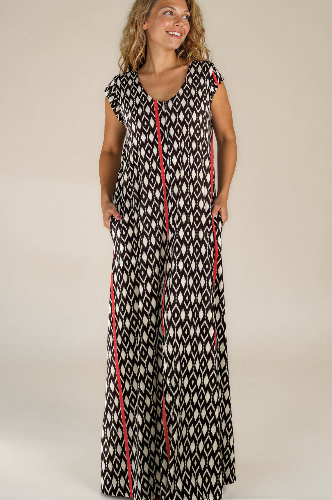 LUSET Long Dress with IKAT Print