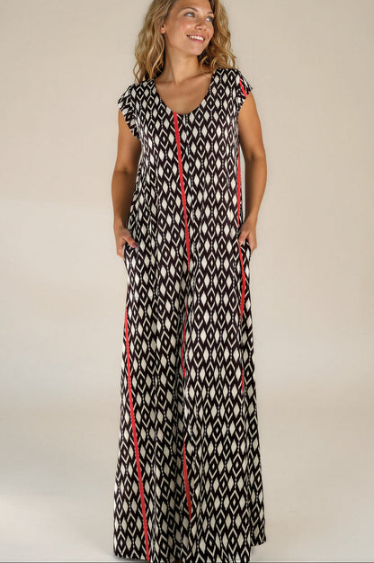 LUSET Long Dress with IKAT Print