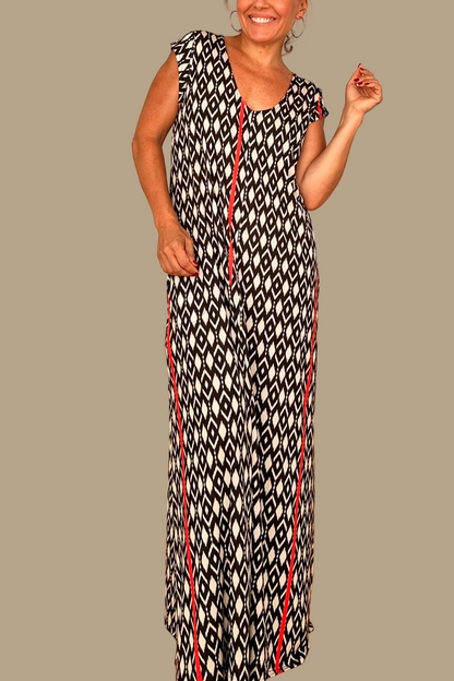 LUSET Long Dress with IKAT Print