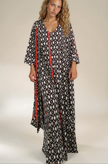 LUSET Long Dress with IKAT Print