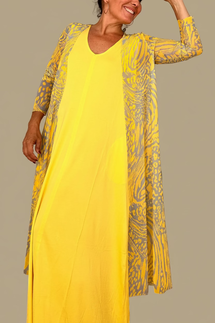 LUSET Long Dress with IKAT Print