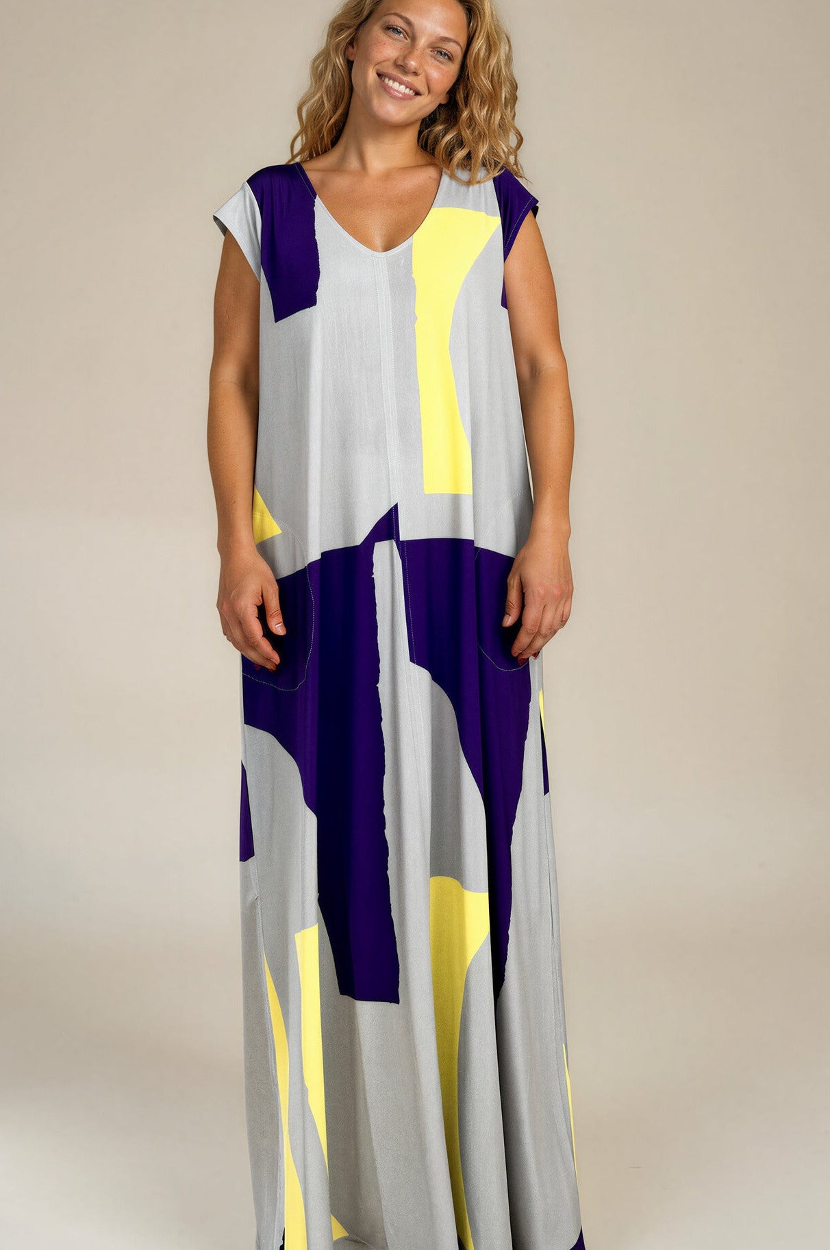 LUSET Long Dress with IKAT Print