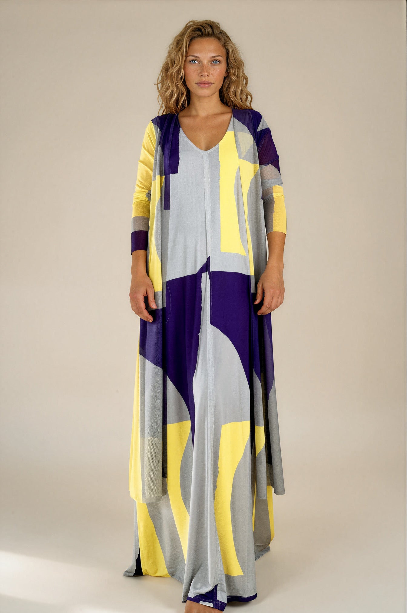 LUSET Long Dress with IKAT Print