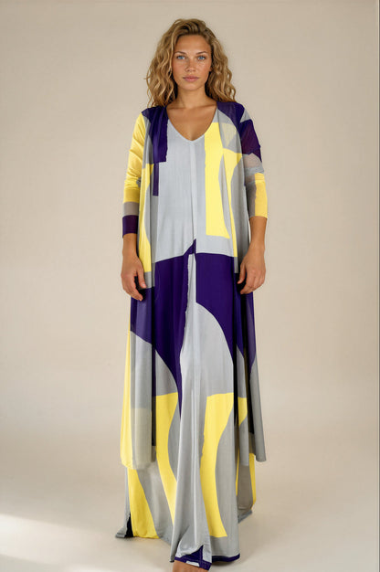 LUSET Long Dress with IKAT Print